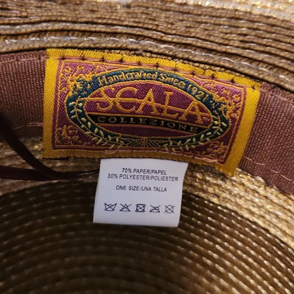 Scala Big Brim Braid Sun Hat NWT